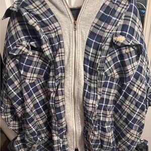 Riggs Workwear by Wrangler Plaid Hooded Jacket 4X Flannel Zip-Up